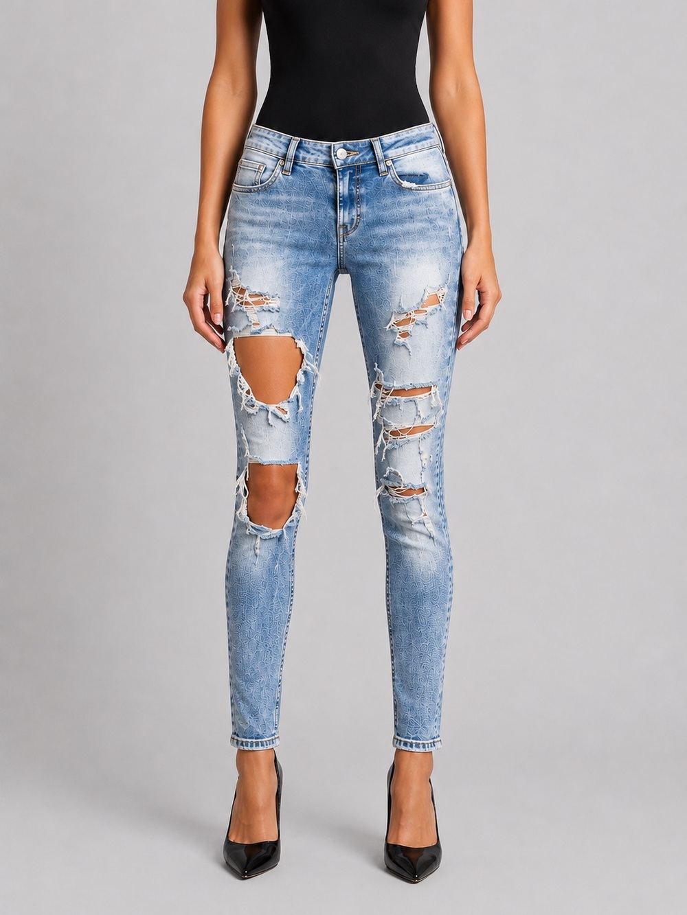 Abercrombie & Fitch Light Blue Ripped Skinny Jeans